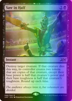 MTG Magic the Gathering Saw in Half (88/689) Unfinity NM FOIL - Image 1