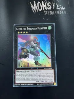 YUGIOH CASTEL THE SKYBLASTER MUSKETEER SUPER RARE CT12-EN006 LIMITED EDITION - Image 1