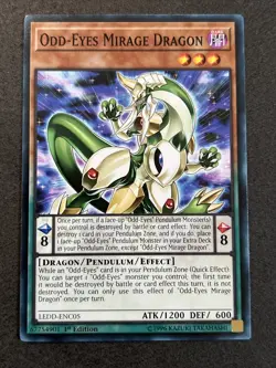 Yu-Gi-Oh! TCG Odd-Eyes Mirage Dragon LEDD-ENC05 1st Edition Common LP - Image 1