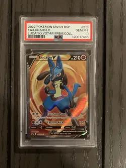 Lucario V SWSH213 SWSH: Sword & Shield Promo Cards Holo PSA 10 - Image 1