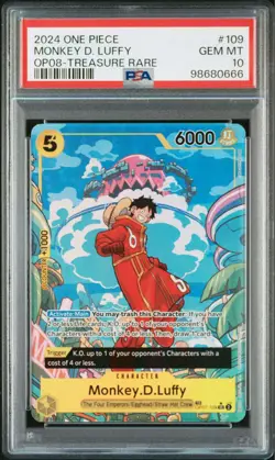 One Piece Card Monkey D. Luffy OP07-109 TR Treasure Rare PSA10 English - Image 1