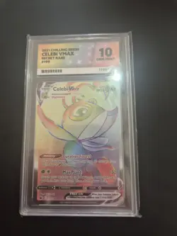Celebi VMAX Chilling Reign Rainbow Rare Full Art Holo Pokemon Card 199/198 - Image 3