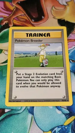 Pokemon Breeder 76/102 Rare Base Set Pokemon Trainer Card NM - Image 1
