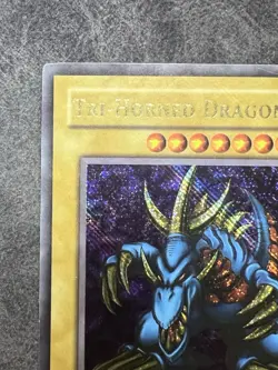 Yu-Gi-Oh! Ultra Rare Reverse Secret Tri-Horned Dragon LOB-000 Misprint Error - Image 5