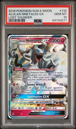 2018 Pokemon Lost Thunder # 132 Alolan Ninetales GX PSA 10 Card GEM MINT! - Image 1