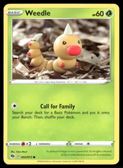 2020 Champion's Path Set Pokemon Card 02 Weedle NM - Image 1