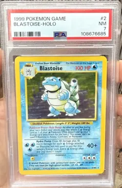 Blastoise 2/102 Base Set Holo Vintage Pokemon Card - PSA 7 NM * - Image 1