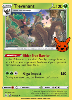 2024 Pokemon TCG Trick or Trade Promo- Trevenant #017/196 NM - Image 3