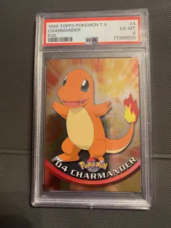 1999 TOPPS POKEMON TV FOIL #4 CHARMANDER PSA 6 - Image 1