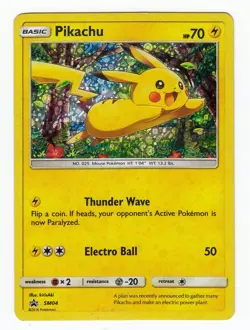 Pikachu SM04 Pokemon TCG Sun & Moon Black Star Promo Holo Moderately Played - Image 1