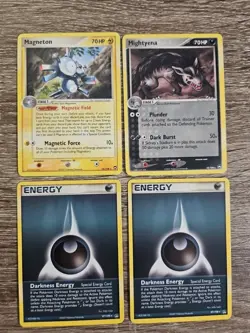 Pokemon TCG Lot 4 Rares Power Keepers Magneton Mightyena Darkness Energy - Image 1