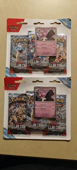 Pokemon Stellar Crown 3 Pack Blister - Lot of 2 Tinkaton - Image 1