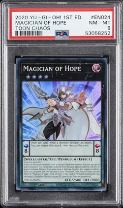 2020 YU-GI-OH! TOON CHAOS 1ST EDITION #EN024 MAGICIAN OF HOPE PSA 8 - Image 1
