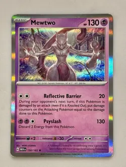 Mewtwo Holo Rare 150/165 Pokemon Scarlet & Violet 151 Card TCG - NM/Mint - Image 1