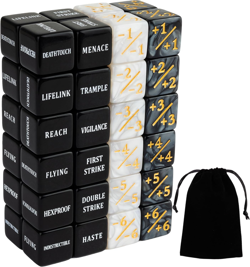 48 Pieces Abilities Keywords Counter Dice Black MTG Counters Bulk... - Image 1