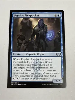 MTG Misprint Error Miscut Square Corners Psychic Pickpocket Blue Creature Rogue - Image 1