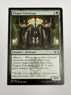 MTG Misprint Error Miscut Square Corners Elegant Entourage Green Creature Elf - Image 1