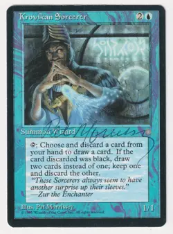 Signed Krovikan Sorcerer HP Ice Age Artist Pat Morrissey 1995 MTG Magic Misprint - Image 1