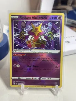 Pokemon - Radiant Alakazam 059/195 2022 - Silver Tempest Radiant Rare Holo - Image 1