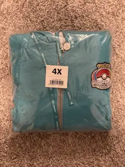 2025 Pokemon World Championships 4XL Zip Up Hoodie Anaheim Pikachu Turquoise - Image 1