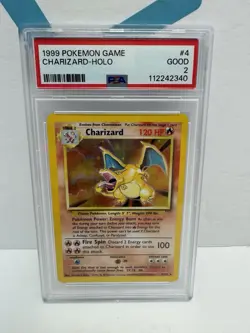 1999 Pokemon TCG Game Base Set Unlimited Charizard Holo #4 PSA 2 GOOD - Image 1