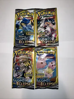 Pokemon Sun and Moon Cosmic Eclipse 3 Card Booster Pack Complete set - Image 1