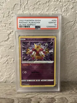 PSA 10 GEM MINT Radiant Alakazam 059/195 Silver Tempest Pokemon Card - Image 1