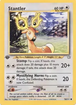 Pokemon TCG Neo Genesis #076/111 Stantler 1st Edition LP Card - Image 1