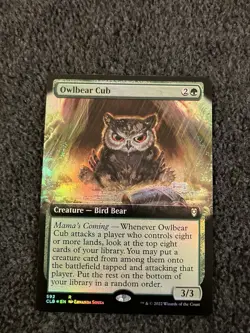 Magic The Gathering MTG - Owlbear Cub (Extended Art) Foil - CLB - Image 1