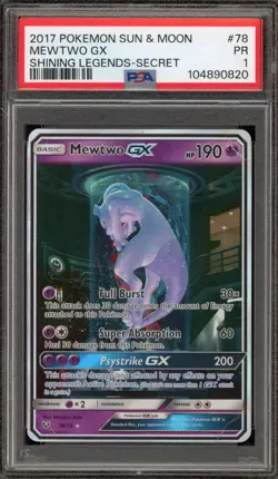 Pokemon Mewtwo GX Shining Legends Secret Rare #78 PSA 1 - Image 1