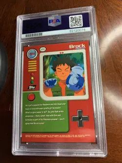 1999 Topps Pokemon #TV4 Brock Rainbow Foil Black Dots & Rectangles PSA 8 NM-MT - Image 2