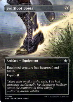 MTG Swiftfoot Boots (Borderless) (355) | NM | Foundations (FDN) - Image 1