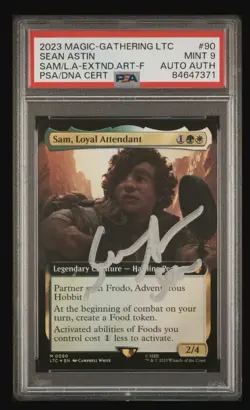 SEAN ASTIN AUTO PSA 9 MTG TALES OF MIDDLE EARTH #90 SAM LOYAL ATTENDANT - Image 1