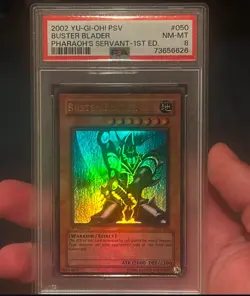 2002 Yu-Gi-Oh! Buster Blader Pharaoh's Servant PSV 1st Edition PSA 8 HOLO BLEED - Image 1