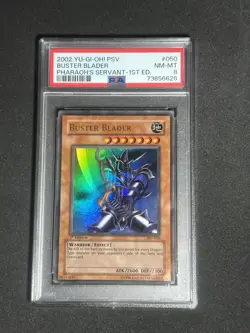 2002 Yu-Gi-Oh! Buster Blader Pharaoh's Servant PSV 1st Edition PSA 8 HOLO BLEED - Image 3