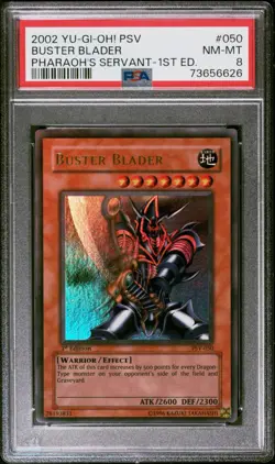 2002 Yu-Gi-Oh! Buster Blader Pharaoh's Servant PSV 1st Edition PSA 8 HOLO BLEED - Image 4