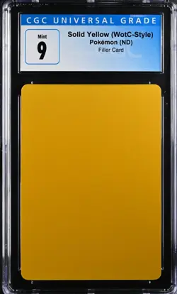 Pokemon Solid Yellow Filler Card WotC Style CGC Mint 9 - Image 1