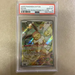 2025 POKEMON PRISMATIC EVOLUTIONS POKEMON CENTER ETB PROMO EN #173 EEVEE PSA 10 - Image 1