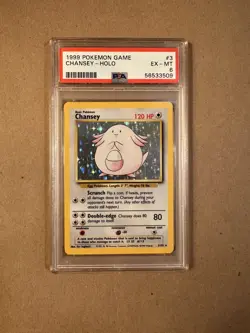 1999 Pokemon Base Set Unlimited Chansey Holo Rare 3/102 PSA 6 EX-MT - Image 1