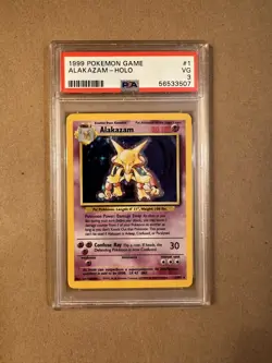 1999 Pokemon Base Set Unlimited Alakazam Holo Rare 1/102 PSA 3 VG - LOW POP - Image 1