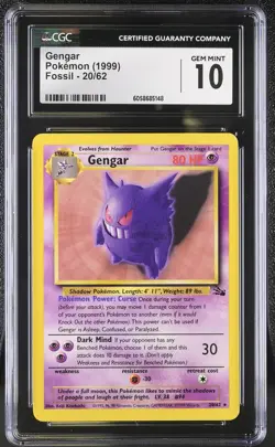 CGC 10 GEM MINT Gengar 1999 Fossil 20/62 Pokemon Card psa - Image 1