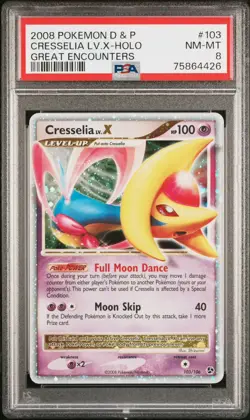 2008 Pokemon Diamond & Pearl Great Encounters #103 Cresselia LV.X-Holo - PSA 8 - Image 1