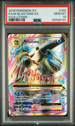 2016 POKEMON XY EVOLUTIONS #102 FULL ART/M BLASTOISE EX PSA 10 - Image 1