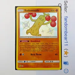 Sudowoodo SHINY HOLO RARE card SV20/SV94 Sun & Moon Hidden Fates 2019 Pokemon - Image 1