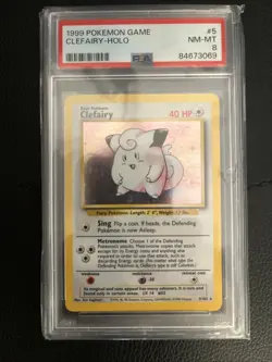 1999 Pokemon TCG Clefairy Base Set Holo Unlimited Rare Card 5/102 - PSA 8 - Image 1