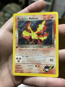 Pokemon Card - Rocket's Moltres 12/132 Gym Heroes 1st Edition Holo Rare - Image 1