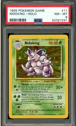 1999 PSA 8 Pokemon Base Set Nidoking Holo 11/102 Card NM-MT - Image 1