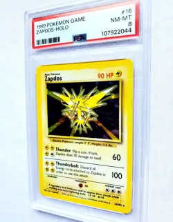 Pokemon Zapdos Card 16/102 Base Set Holo Rare WOTC PSA 8 NM-MINT Vtg Card 1999 - Image 1