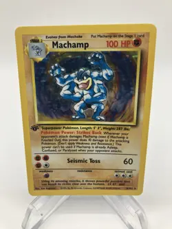 Pokemon TCG Base Set Machamp Holo Rare Card 8/102 1st Edition - Image 1