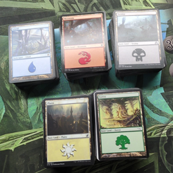 MTG Magic The Gathering 500 Basic Lands Mixed Sets 100 Each + Card Storage Box - Image 1